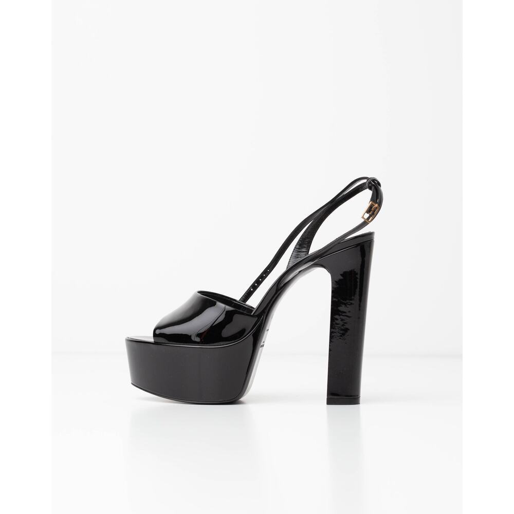 Saint Laurent Jodie patent-leather platform sandals in Black Size 39 - Picture 2 of 9